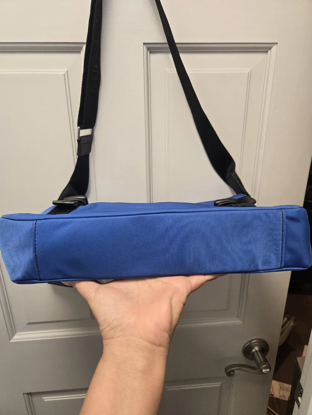 Michael Kors Royal Blue Nylon Gabardine Messenger Bag with Black Trim